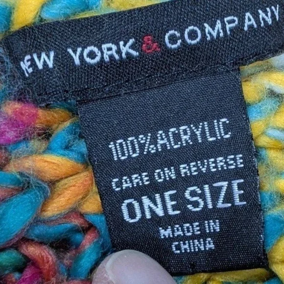 New York & Company Knit Scarf Women's Rainbow Multicolor Fringed Ends One Size - Picture 2 of 6